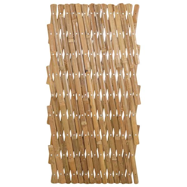 Grote foto vidaxl uitschuifbaar plantenrek 2 pcs licht bruin 100 x 105 cm bamboe tuin en terras hekken en schuttingen