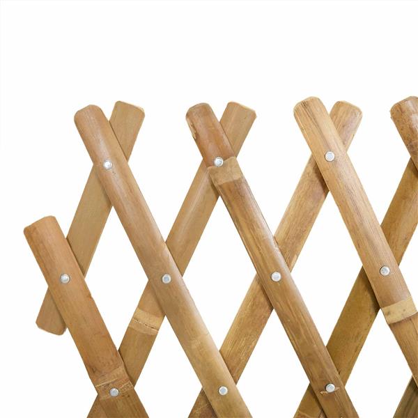 Grote foto vidaxl uitschuifbaar plantenrek 2 pcs licht bruin 100 x 105 cm bamboe tuin en terras hekken en schuttingen