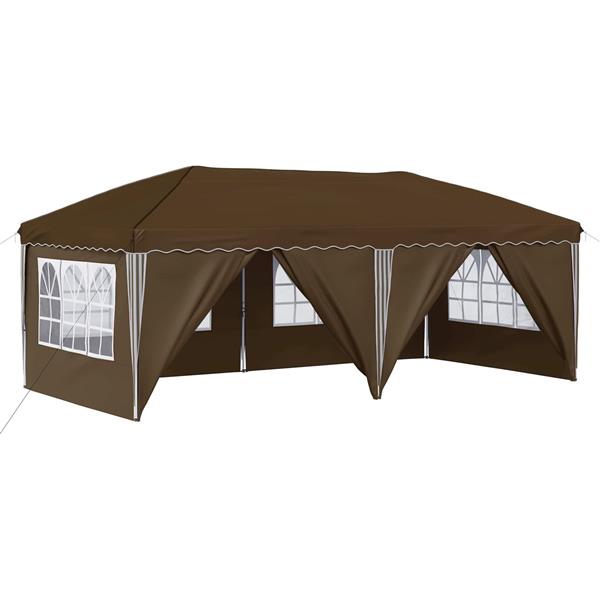 Grote foto vidaxl pop up feesttent 575 x 288 x 245 cm taupe tuin en terras overige tuin en terras