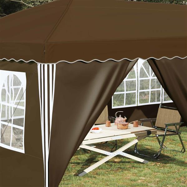 Grote foto vidaxl pop up feesttent 575 x 288 x 245 cm taupe tuin en terras overige tuin en terras
