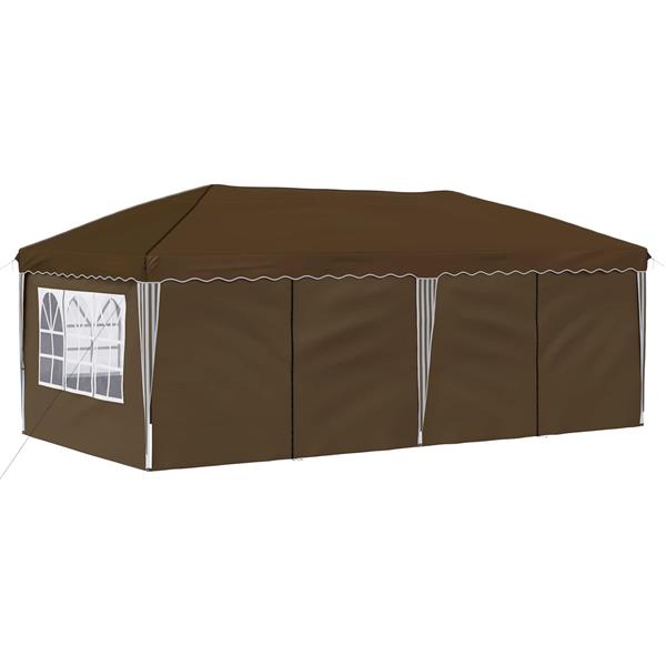 Grote foto vidaxl pop up feesttent 575 x 288 x 245 cm taupe tuin en terras overige tuin en terras