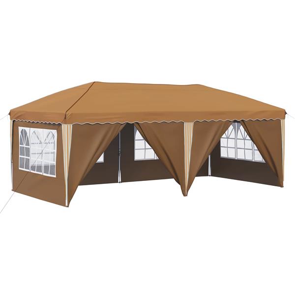 Grote foto vidaxl pop up feesttent 575 x 288 x 245 cm beige tuin en terras overige tuin en terras
