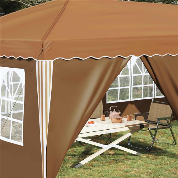 Grote foto vidaxl pop up feesttent 575 x 288 x 245 cm beige tuin en terras overige tuin en terras
