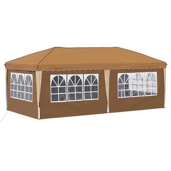 Grote foto vidaxl pop up feesttent 575 x 288 x 245 cm beige tuin en terras overige tuin en terras