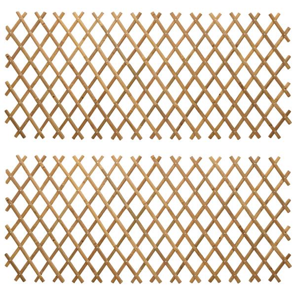 Grote foto vidaxl uitschuifbaar plantenrek 2 pcs licht bruin 100 x 105 cm bamboe tuin en terras hekken en schuttingen