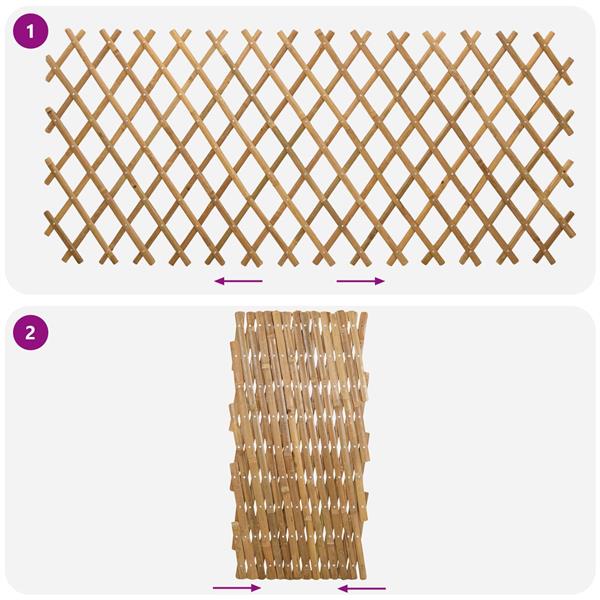 Grote foto vidaxl uitschuifbaar plantenrek 2 pcs licht bruin 100 x 105 cm bamboe tuin en terras hekken en schuttingen