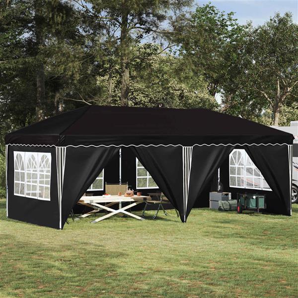 Grote foto vidaxl pop up feesttent 575 x 288 x 245 cm zwart tuin en terras overige tuin en terras