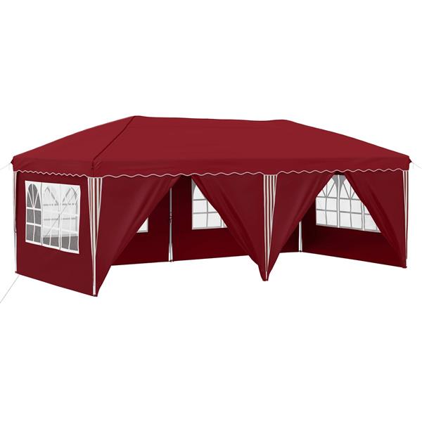 Grote foto vidaxl pop up feesttent 575 x 288 x 245 cm bordeauxrood tuin en terras overige tuin en terras