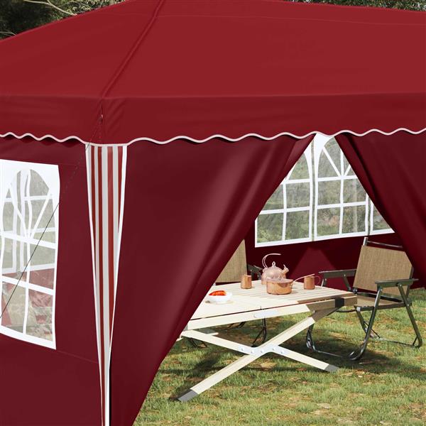 Grote foto vidaxl pop up feesttent 575 x 288 x 245 cm bordeauxrood tuin en terras overige tuin en terras