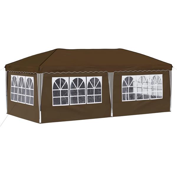 Grote foto vidaxl pop up feesttent 575 x 288 x 245 cm taupe tuin en terras overige tuin en terras