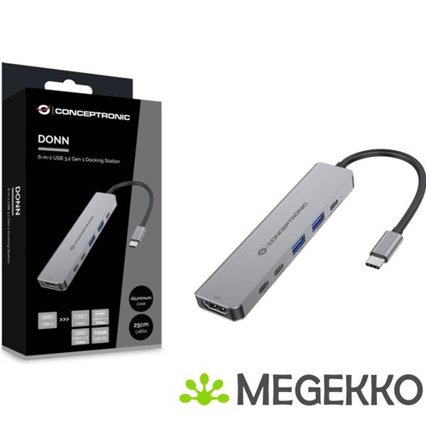 Grote foto conceptronic donn33g laptop dock poortreplicator bedraad usb 3.2 gen 1 3.1 gen 1 type c zilver computers en software overige computers en software