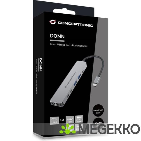 Grote foto conceptronic donn33g laptop dock poortreplicator bedraad usb 3.2 gen 1 3.1 gen 1 type c zilver computers en software overige computers en software