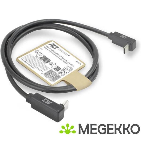 Grote foto act usb 3.0 10gbps 60w usb type c haaks verticaal usb type c haaks verticaal 0.5m computers en software overige