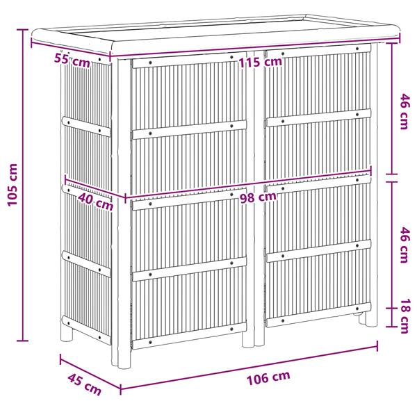 Grote foto vidaxl buiten bartafel naturel 115 x 55 x 105 cm bamboe tuin en terras tuinmeubelen