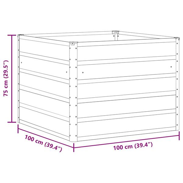 Grote foto vidaxl plantenbak antraciet 100 x 100 x 75 cm staal tuin en terras overige tuin en terras
