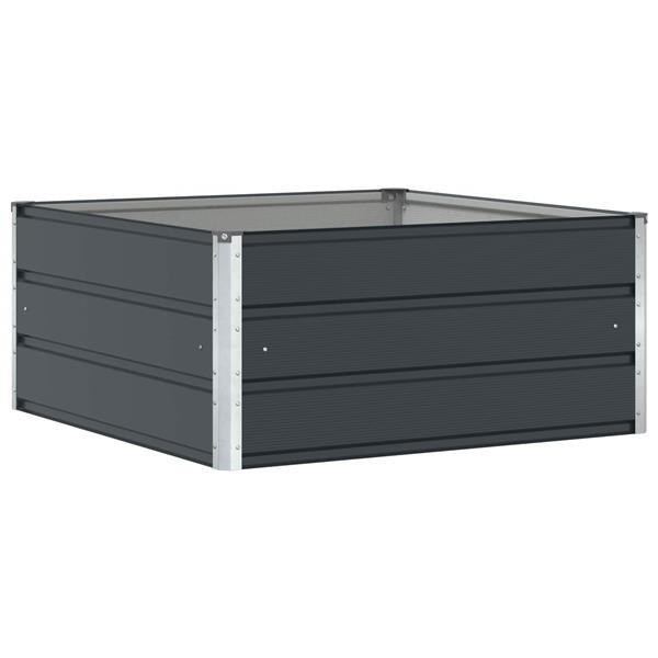 Grote foto vidaxl plantenbak antraciet 100 x 100 x 45 cm staal tuin en terras overige tuin en terras