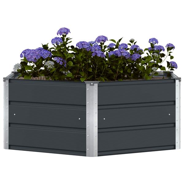 Grote foto vidaxl plantenbak antraciet 129 x 129 x 45 cm staal tuin en terras overige tuin en terras