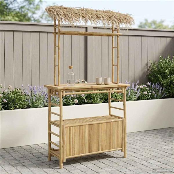 Grote foto vidaxl buiten bartafel naturel 110 x 50 x 209 cm bamboe tuin en terras tuinmeubelen