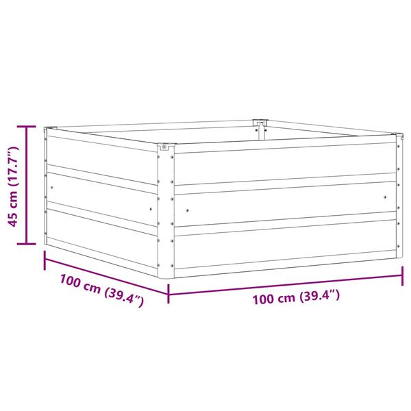 Grote foto vidaxl plantenbak antraciet 100 x 100 x 45 cm staal tuin en terras overige tuin en terras