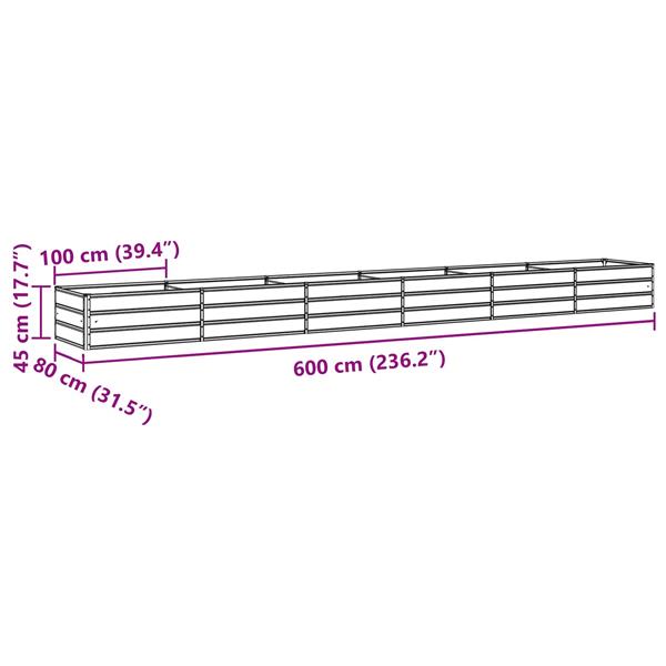 Grote foto vidaxl plantenbak antraciet 600 x 80 x 45 cm staal tuin en terras overige tuin en terras