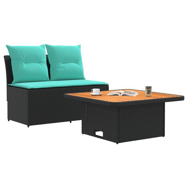 Grote foto vidaxl 2 stuk tuin middelste sofa met uitschuiftafel poly rattan tuin en terras tuinmeubelen