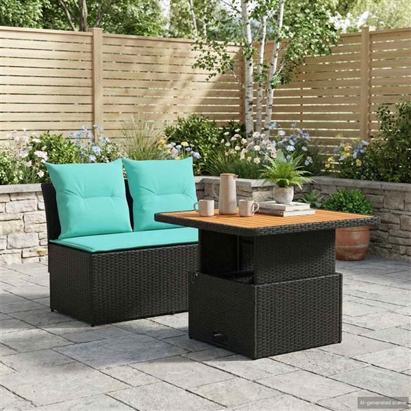 Grote foto vidaxl 2 stuk tuin middelste sofa met uitschuiftafel poly rattan tuin en terras tuinmeubelen