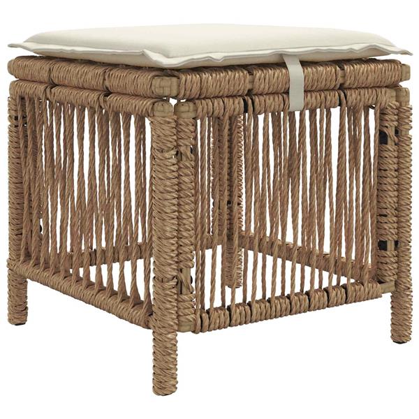 Grote foto vidaxl tuin eettafelset met kussen 4 pcs beige en cr me poly rattan tuin en terras tuinmeubelen