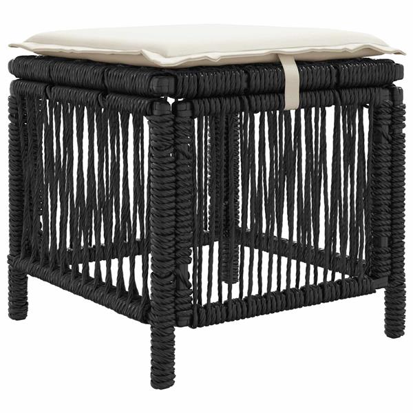 Grote foto vidaxl tuin eettafelset met kussen 4 pcs zwart en cr me poly rattan tuin en terras tuinmeubelen