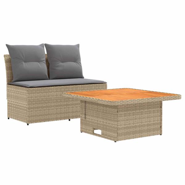 Grote foto vidaxl 2 stuk tuin middelste sofa met uitschuiftafel poly rattan tuin en terras tuinmeubelen