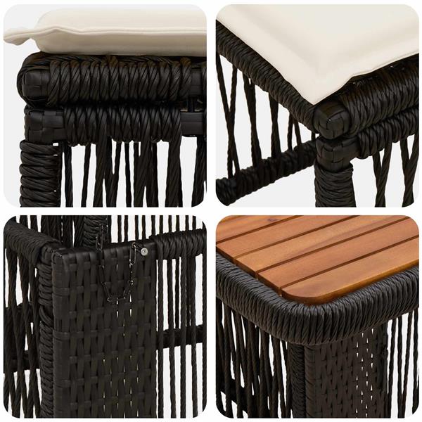 Grote foto vidaxl tuin eettafelset met kussen 3 pcs zwart en cr me poly rattan tuin en terras tuinmeubelen