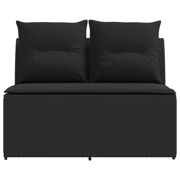 Grote foto vidaxl 2 stuk tuin middelste sofa met uitschuiftafel poly rattan zwart tuin en terras tuinmeubelen