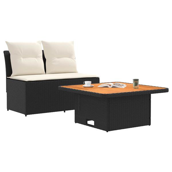 Grote foto vidaxl 2 stuk tuin middelste sofa met uitschuiftafel poly rattan tuin en terras tuinmeubelen