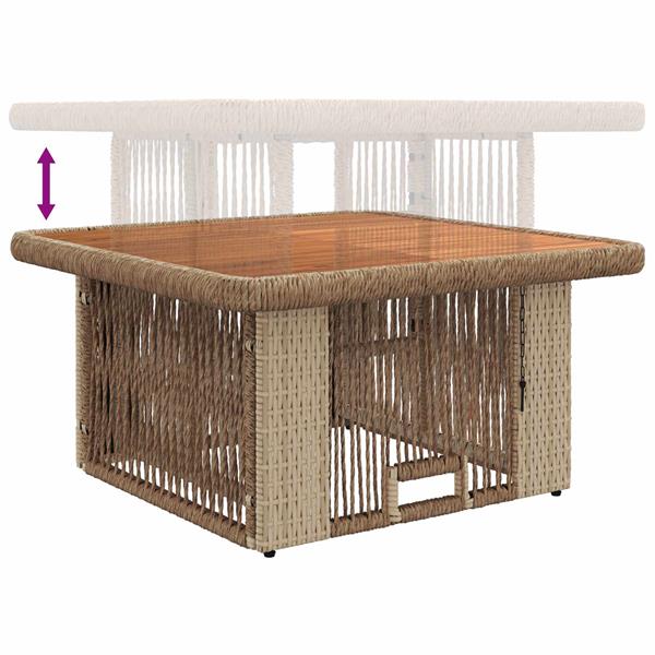 Grote foto vidaxl tuin eettafelset met kussen 3 pcs beige en cr me poly rattan tuin en terras tuinmeubelen