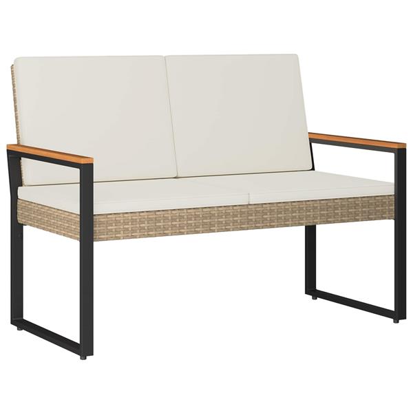 Grote foto vidaxl tuinbank beige en cr me wit 107 x 61 x 80 cm poly rattan tuin en terras tuinmeubelen