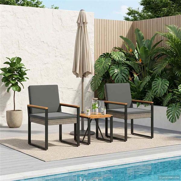 Grote foto vidaxl buitenmeubelset 3 pcs grijs en donkergrijs poly rattan tuin en terras tuinmeubelen