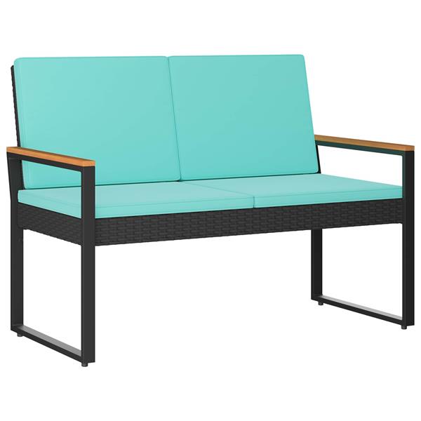 Grote foto vidaxl buitenmeubelset met kussen 4 pcs zwart en turquoise poly rattan tuin en terras tuinmeubelen