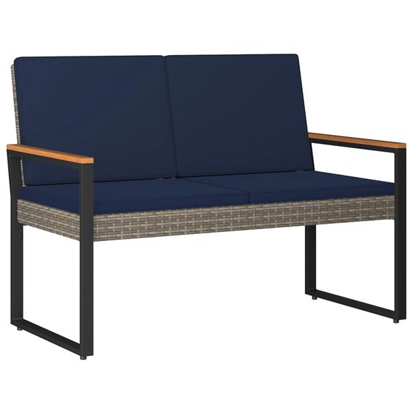 Grote foto vidaxl buitenmeubelset 4 pcs grijs en marineblauw poly rattan tuin en terras tuinmeubelen