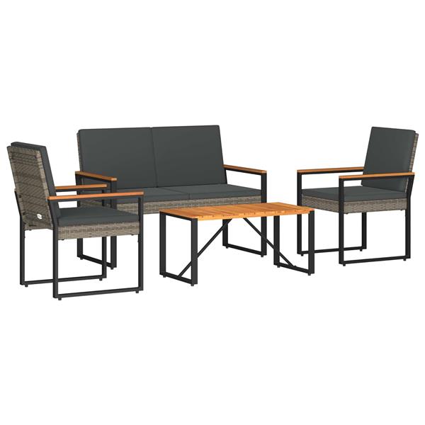 Grote foto vidaxl buitenmeubelset 4 pcs grijs en donkergrijs poly rattan tuin en terras tuinmeubelen
