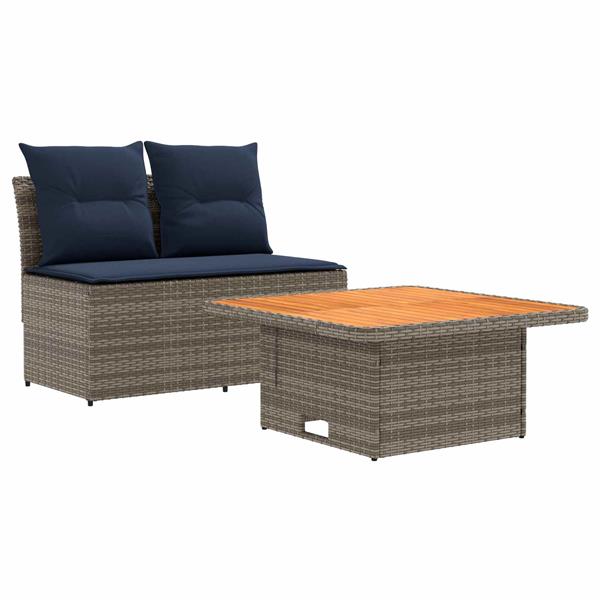 Grote foto vidaxl 2 stuk tuin middelste sofa met uitschuiftafel poly rattan tuin en terras tuinmeubelen