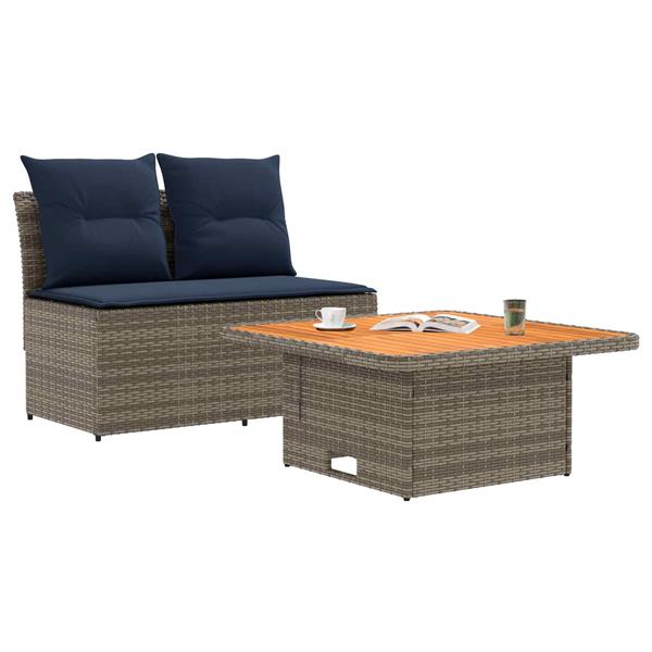 Grote foto vidaxl 2 stuk tuin middelste sofa met uitschuiftafel poly rattan tuin en terras tuinmeubelen