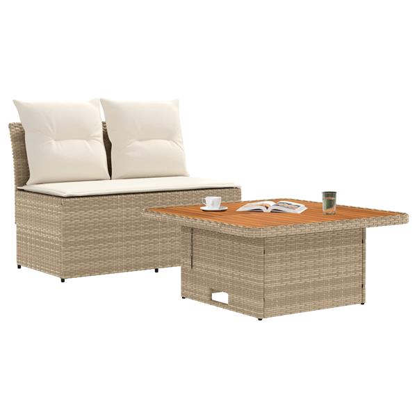 Grote foto vidaxl 2 stuk tuin middelste sofa met uitschuiftafel poly rattan tuin en terras tuinmeubelen