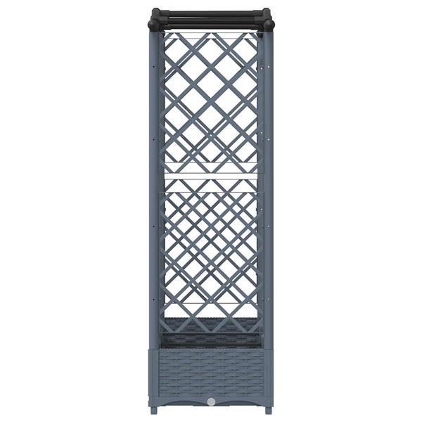 Grote foto vidaxl verhoogd bed met trellis en dak lichtgrijs 163 x 40 x 123 cm pp tuin en terras overige tuin en terras