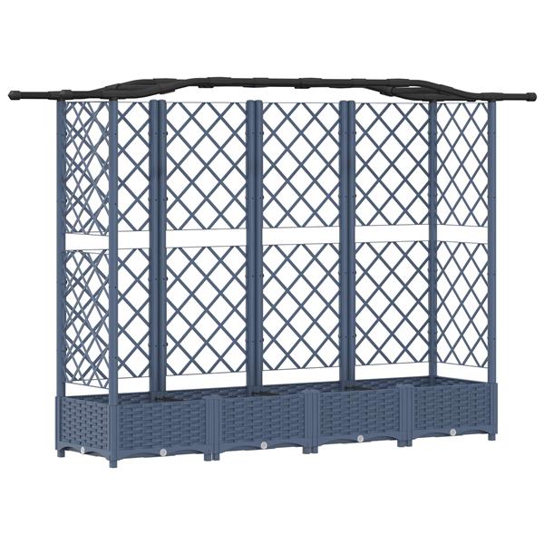 Grote foto vidaxl verhoogd bed met trellis en dak grijs 203 5 x 40 x 123 cm pp tuin en terras overige tuin en terras