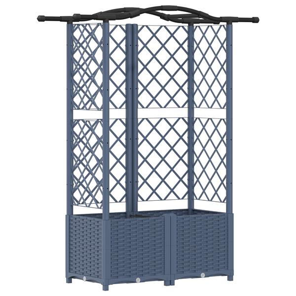 Grote foto vidaxl verhoogd bed met trellis en dak grijs 122 x 40 x 138 cm pp tuin en terras overige tuin en terras