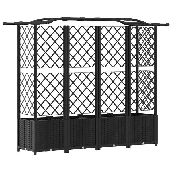 Grote foto vidaxl verhoogd bed met trellis en dak zwart 204 x 40 x 138 cm pp tuin en terras overige tuin en terras