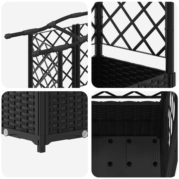 Grote foto vidaxl verhoogd bed met trellis en dak zwart 204 x 40 x 138 cm pp tuin en terras overige tuin en terras