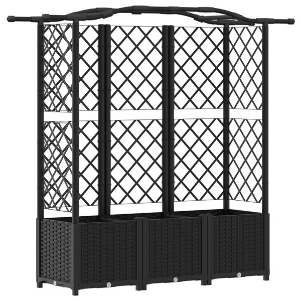 Grote foto vidaxl verhoogd bed met trellis en dak zwart 163 x 40 x 138 cm pp tuin en terras overige tuin en terras
