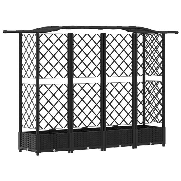 Grote foto vidaxl verhoogd bed met trellis en dak zwart 203 5 x 40 x 123 cm pp tuin en terras overige tuin en terras