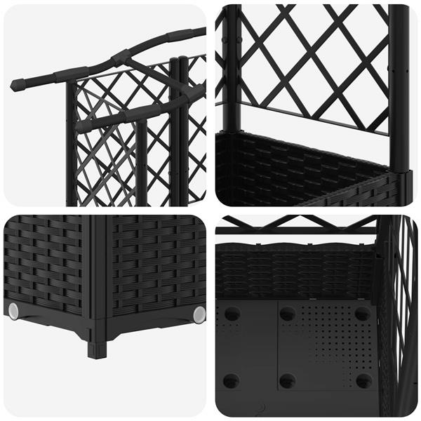 Grote foto vidaxl verhoogd bed met trellis en dak zwart 163 x 40 x 126 cm pp tuin en terras overige tuin en terras