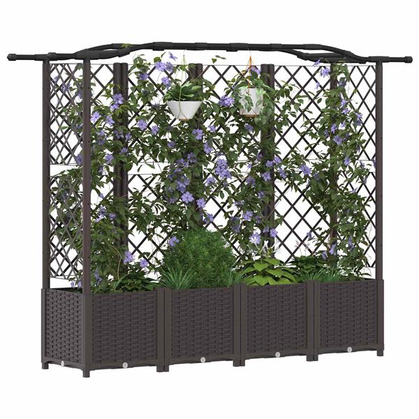 Grote foto vidaxl verhoogd bed met trellis en dak bruin 204 x 40 x 138 cm pp tuin en terras overige tuin en terras